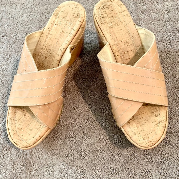 STUART WEITZMAN Cork & Leather Platform Wedge